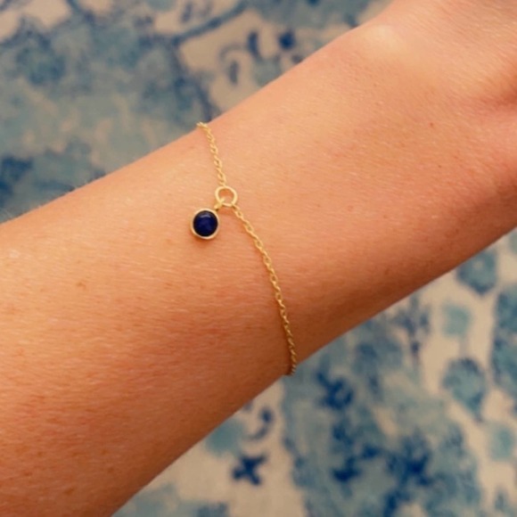 14k Gold Sodalite Dainty Bracelet - Picture 2 of 13